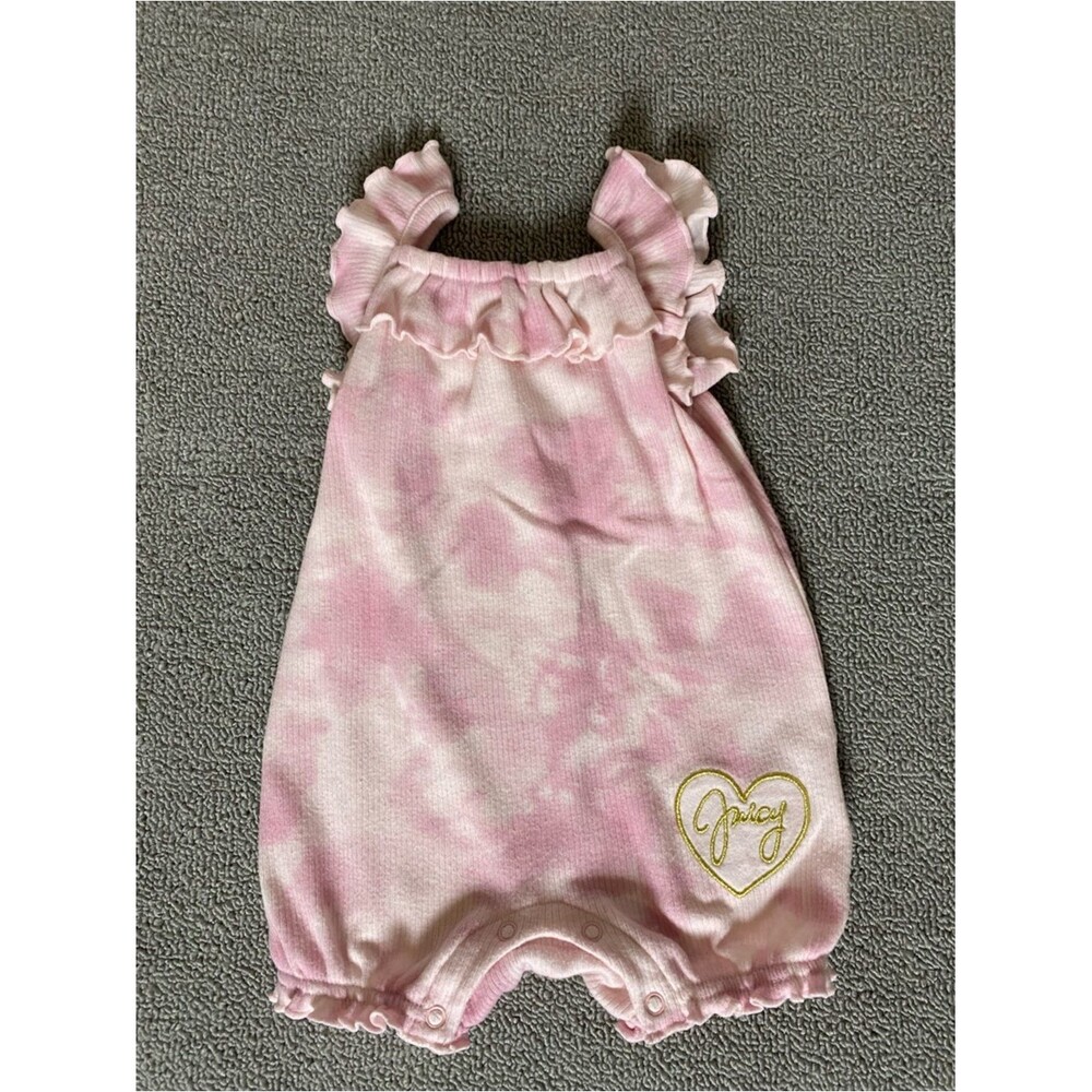 Juicy Couture Kids 6/9 Month Ribbed Pink Tie Dye Romper